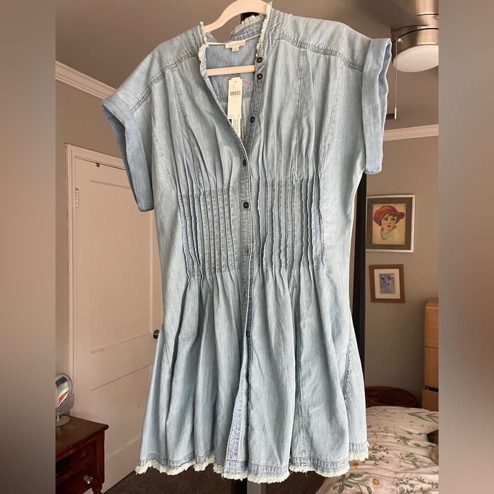 Pilcro Light Blue Denim Top with Button Accents